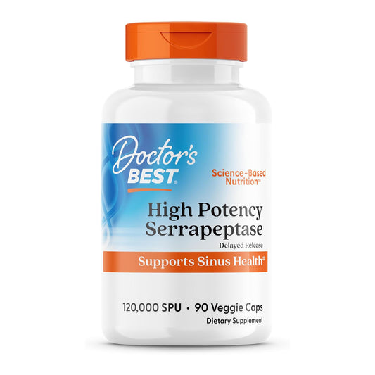 Doctor's Best High Potency Serrapeptase, 120,000 SPU, 90 Veggie Caps